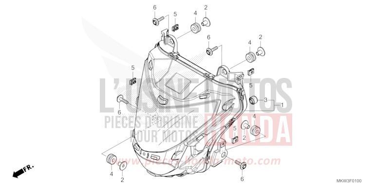 PROJECTEUR de NC750X "Méca" MAT BALLISTIC BLACK METALLIC (NHA86) de 2023